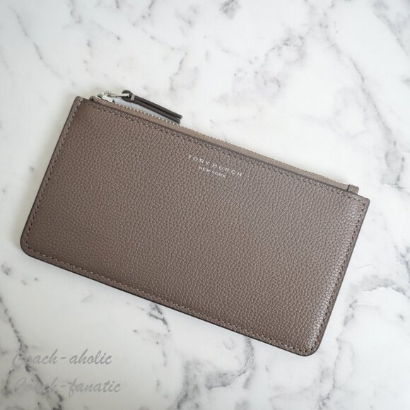 Tory Burch Thea Flat Wallet Crossbody 169971 in Wild Mushroom/Gray NWT - Picture 3 of 13